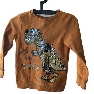 H&M Brown T-Rex Sequin Sweatshirt